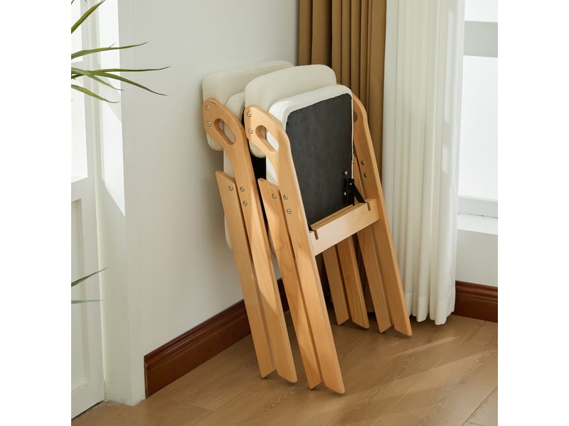  Lot de 2 chaises de salle à manger pliantes en hêtre et lin beige W5118P494896 - Conforama D