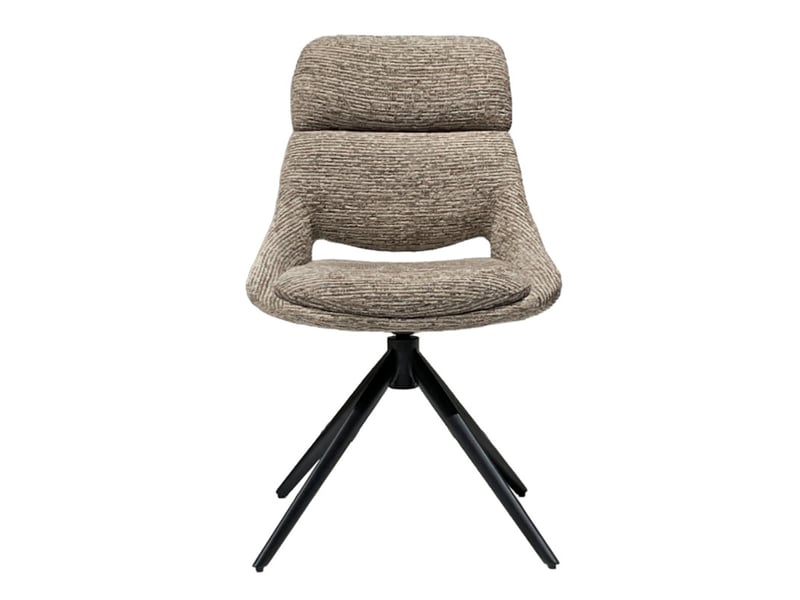  Lot 2 chaises de repas pivotantes 360° tissu taupe pieds métal – maple  - Conforama C