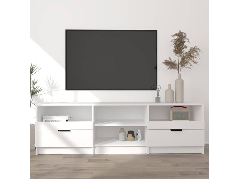  Meuble tv - banc tv - meuble de rangement blanc 150x33,5x45 cm bois d'ingénierie  - Conforama B