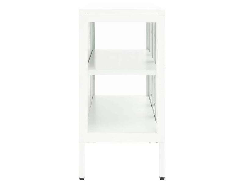  Buffet - bahut - meuble de rangement blanc 105x35x70 cm acier et verre  - Conforama D