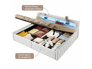 Lit coffre 140x200 cm    coloris beige