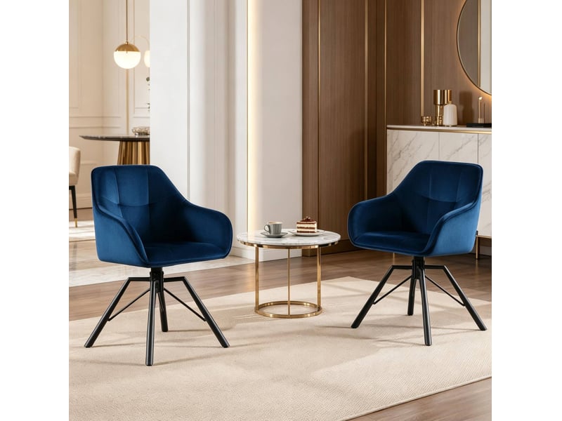  Chaise de salle à manger pivotante 57x50x82 57x50x82,5cm, accoudoirs acier bleu lot de 2  - Conforama B