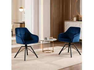 Chaise de salle à manger pivotante 57x50x82 57x50x82,5cm, accoudoirs acier bleu lot de 2