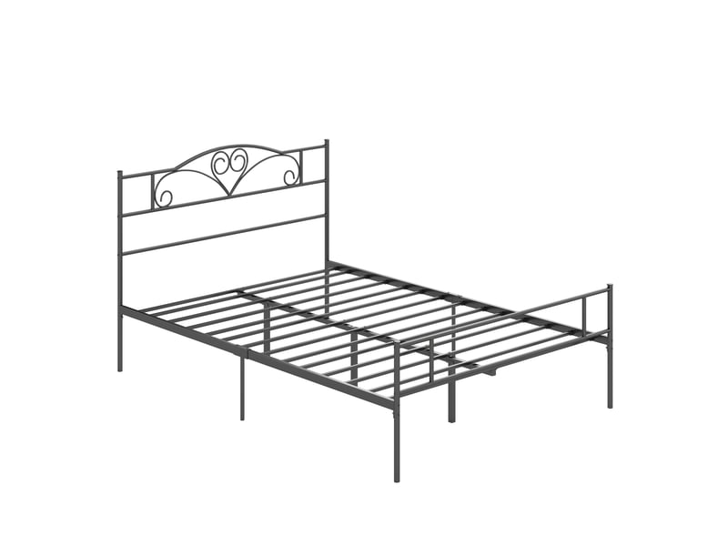  Lit double en métal avec tête de lit, cadre de lit métal 140x200, noir mat 300 kg  - Conforama A