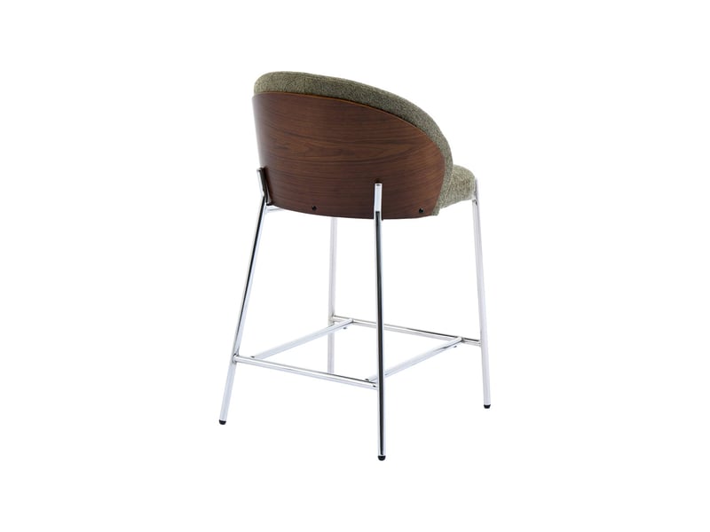  Lot de 2 tabourets de bar bois de peuplier teinté noyer. Acier chromé et tissu texturé kaki - paul  - Conforama C