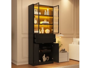 Buffet 4 porte(s) 2 tiroir(s) <strong>HAVRYA</strong> <strong></strong> - 70 cm coloris noir