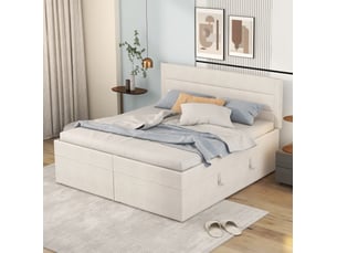 Lit coffre 140x200 cm COVREO coloris beige