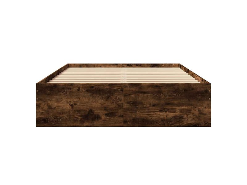  Lit double- lit adulte -  cadre de lit sans matelas chêne fumé 135x190 cm bois ingénierie  - Conforama D