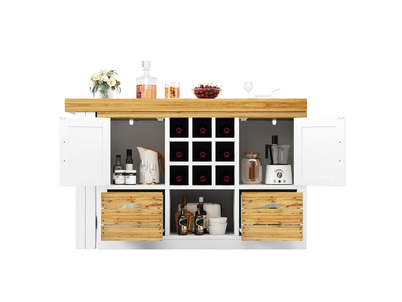 Desserte avec table extensible pivotante 120-197x40x72 cm en mdf blanc - Conforama R