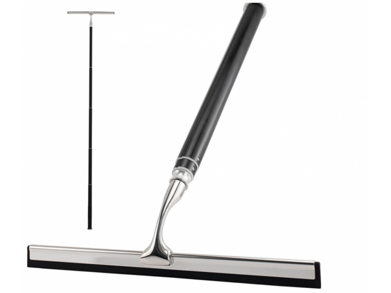 Grattoir de douche noir & argent, 153 cm, pour vitres, douche, miroirs, cuisine, design long manche - Conforama A
