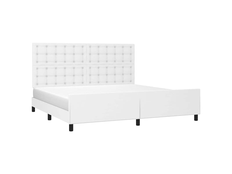  Lit double- lit adulte -  cadre de lit sans matelas blanc 200x200 cm similicuir  - Conforama B