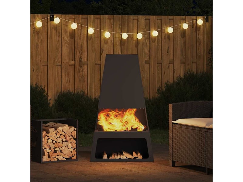  Brasero exterieur, foyer noir 60x35x100 cm acier patiné  - Conforama D