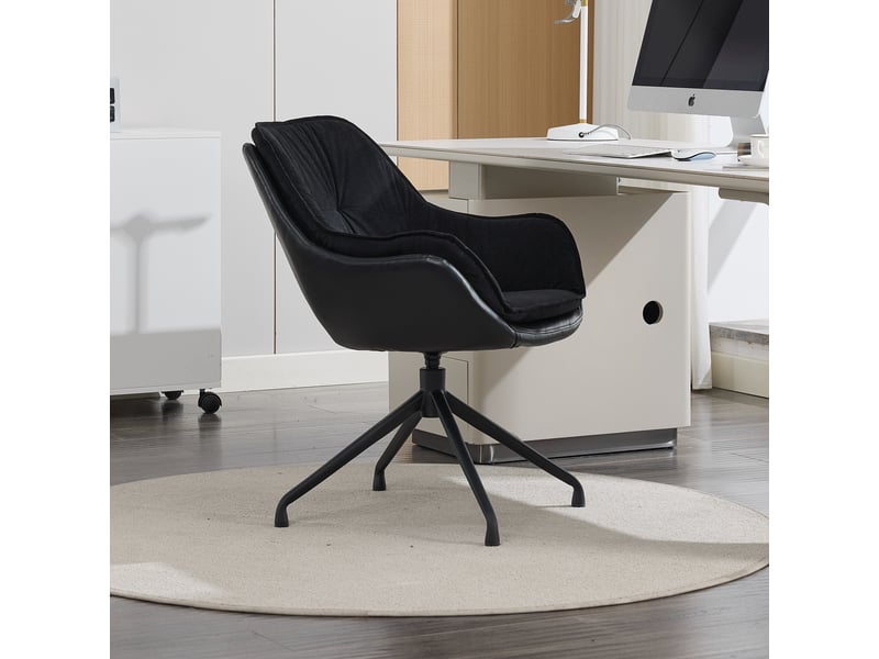  Fauteuil de bureau pivotant,67,5x66x80 cm,avec accoudoirs,similicuir,noir  - Conforama D