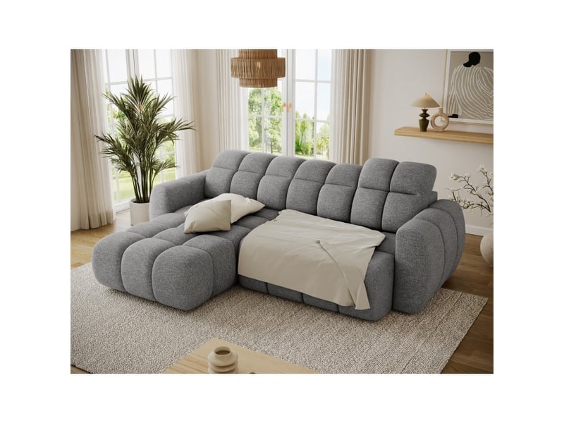  Canapé d'angle électrique fanoti 3 places gris chiné – angle gauche  - Conforama C