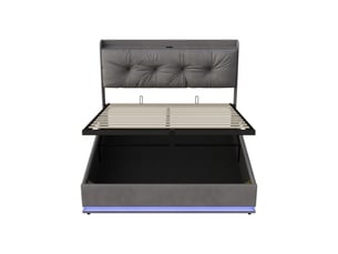 Lit coffre 140x190 cm <strong></strong>  <strong></strong> coloris gris