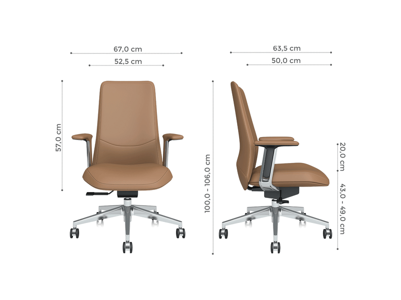  Chaise de bureau,67x63,5x100 cm,inclinable jusqu’à 127°,cuir,marron  - Conforama C