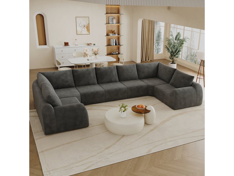  Canapé de salon, canapé pour séjour, sans montage, pour salon, chambre, appartement, mobilier pour espace de vie, gris foncé  - Conforama A
