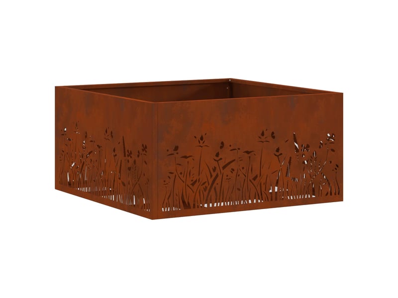  Brasero exterieur, foyer rouillé 60x60x30 cm acier patiné shl48104  - Conforama A