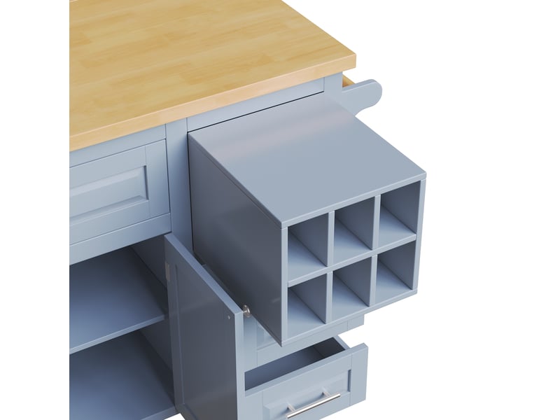  Chariot de cuisine 143x75x91 cm fonctionnel mdf bleu  - Conforama D