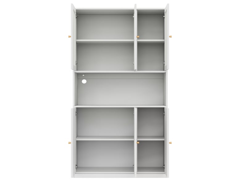  Bibliothèque blanche avec portes en verre et vitrine avec éclairage led, armoire de bureau pour classeurs, 100x35x200 cm.  - Conforama E