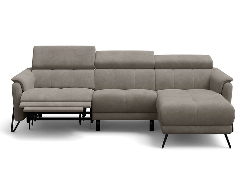 Canapé d'angle 4 places roden avec relax, tissu velours beige RODEN - Conforama C