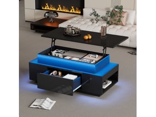 Table basse rectangulaire coloris noir <strong>MAISENTIEL</strong> <strong></strong> - 45 cmx96 cm