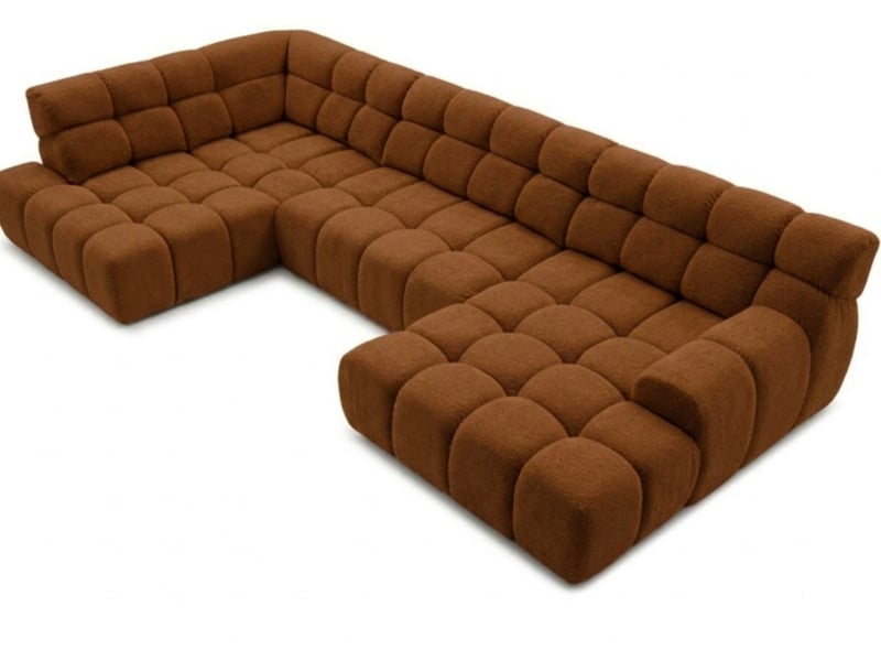 Bobochic canapé panoramique avance-recule électrique andre tissu texturé orange angle gauche ANDRE - Conforama A