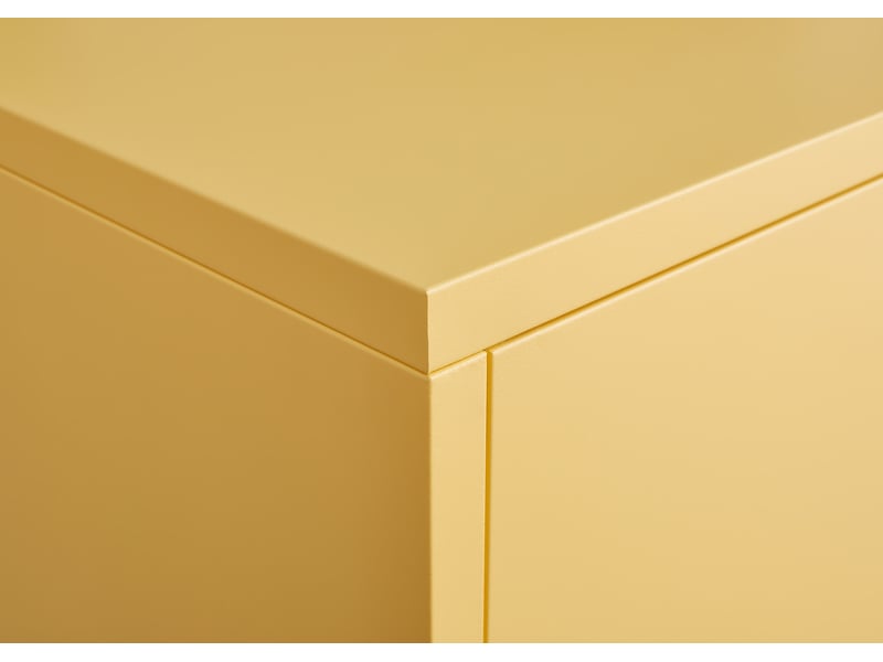  Armoire de rangement 100 x 40 x 65 cm jaune en métal, 2 portes, étagères réglables et passe-câbles  - Conforama E
