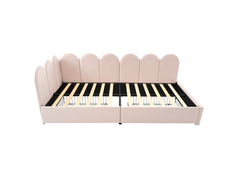  Lit avec rangement 90 x 200 cm avec 2 tiroirs, velours rose  - Conforama W