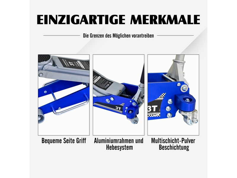  Cric hydraulique 3 tonnes - capacité de levage 3 tonnes - construction aluminium et acier q235 67x32x15.2cm - Conforama E