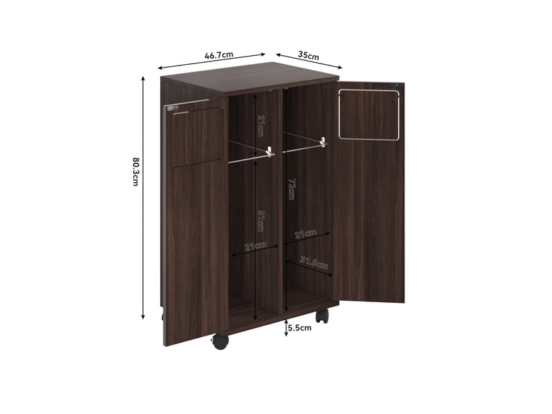 Meuble de tri des déchets 2 compartiments à roulettes 46,7x35x80 cm mdf marron - Conforama C