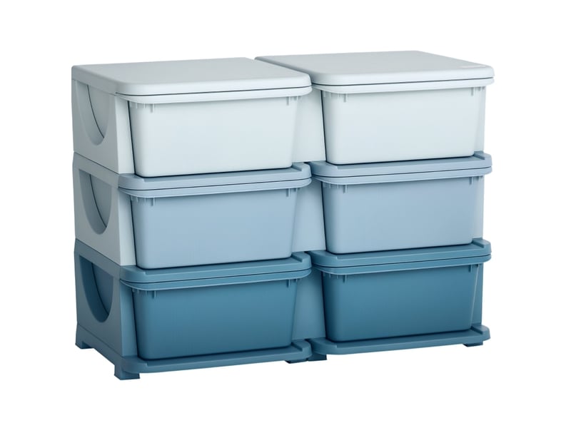  Meuble de rangement enfant en plastique 75 x 37 x 56,5 cm – bleu – 6 tiroirs pour jouets  - Conforama A