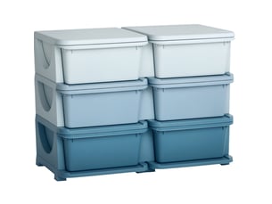 Meuble de rangement enfant en plastique 75 x 37 x 56,5 cm – bleu – 6 tiroirs pour jouets
