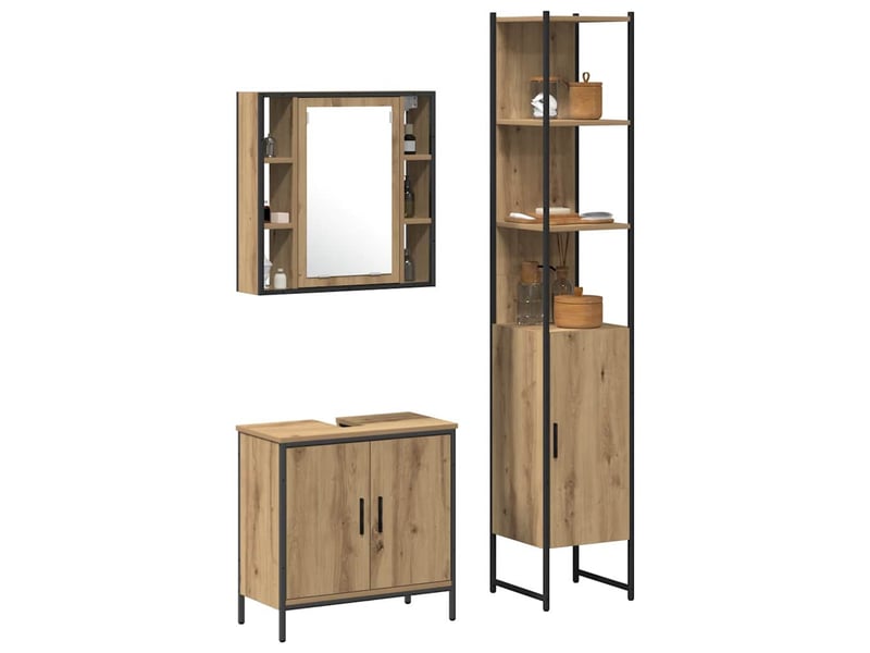  Ensembles de salle de bain, meubles de salle de bain 3 pc marron 33 x 33 x 185,5 cm cf64768  - Conforama C