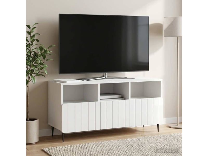  Meuble tv - banc tv - meuble de rangement blanc brillant 102 x 34,5 x 50 cm bois d'ingénierie  - Conforama B