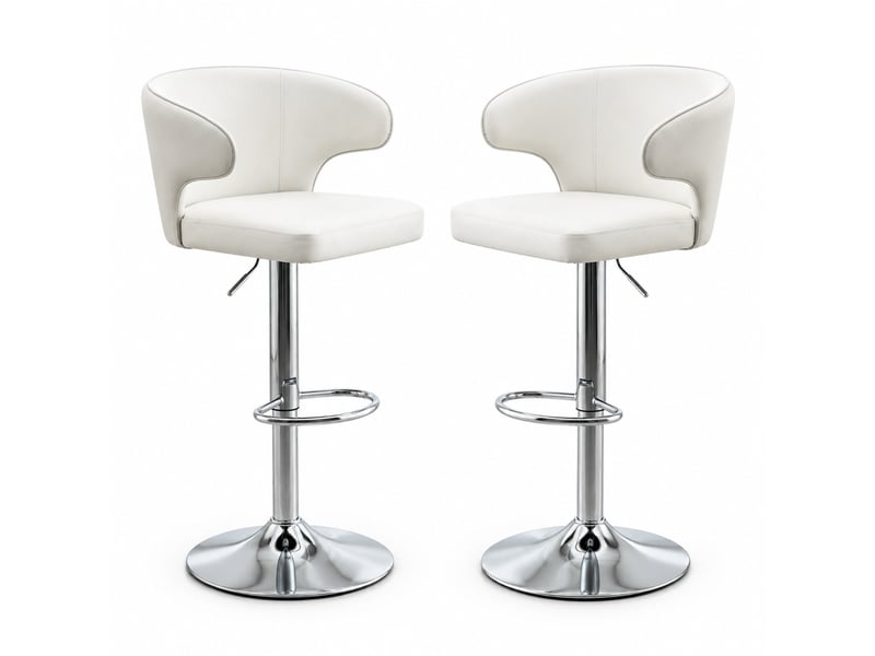  Lot de 2 tabourets de bar 49,7x45x110 cm réglables en hauteur et pivotants 360°, chaise bar, polyuréthane (pu), blanc  - Conforama A