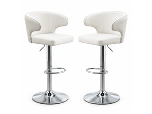 tabouret de bar assise réglable en hauteur <strong>OKWISH</strong> - blanc hauteur d'assise 61.5 cm vendu Par paire