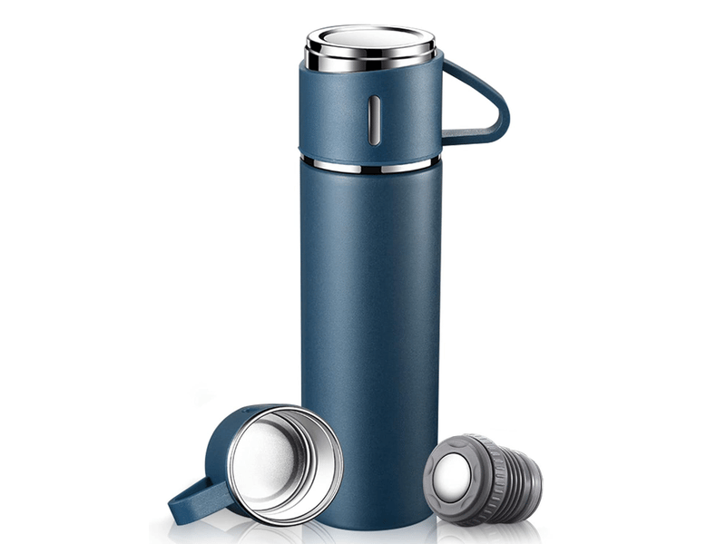 Bouteille isotherme 500ml, inox 304, avec tasse, bleu - Conforama A