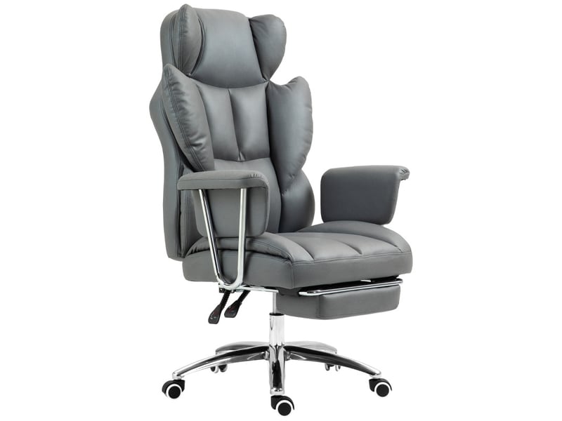 Estin chaise de bureau ergonomique pivotante avec repose pieds gris foncé - Conforama A
