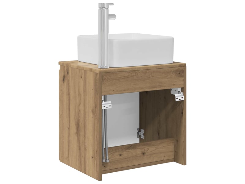  Vanité de lavabo mural, meuble de rangement chêne artisanal 53x35x63 cm  - Conforama E