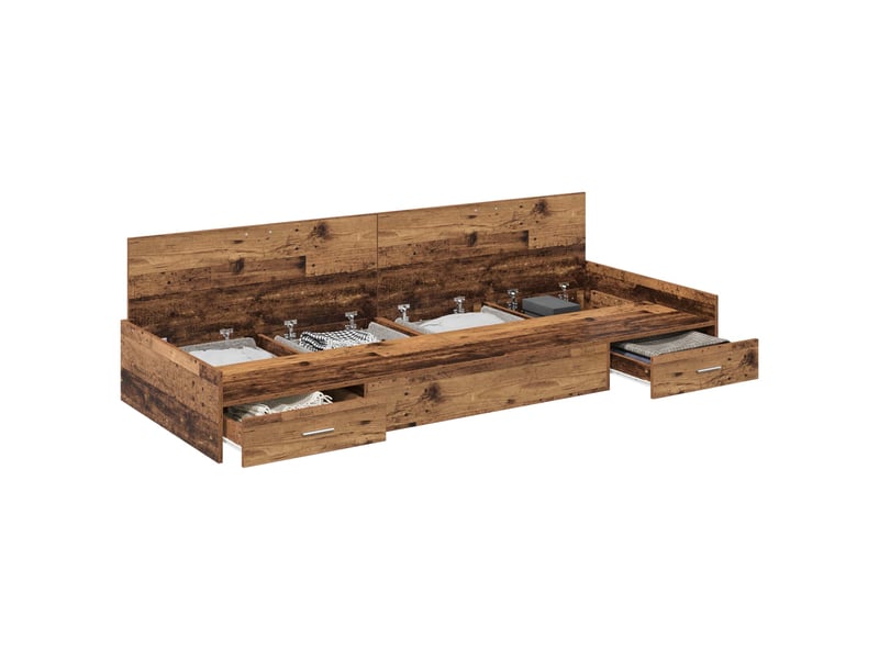  Lit simple- lit adulte -  cadre de lit bois ancien 100 x 200 cm bois d'ingénierie  - Conforama A