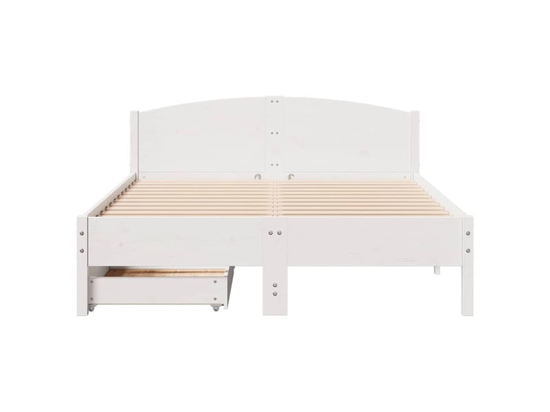  Lit double- lit adulte -  cadre de lit sans matelas blanc 120x190 cm bois de pin massif  - Conforama C