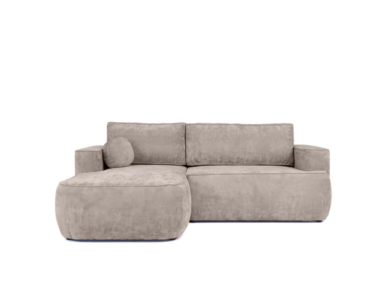  Canapé d'angle moon mini avec fonction couchage, tissu flow, gauche, taupe (01)  - Conforama C