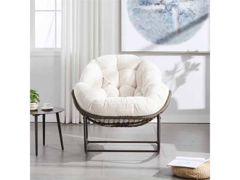  Fauteuil à bascule en rotin avec coussin rembourré et dossier pour extérieur  - Conforama B
