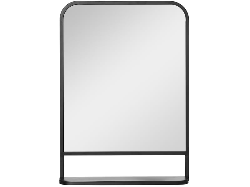Miroir mural rectangulaire 50x70 cm noir avec étagère en métal - Conforama A