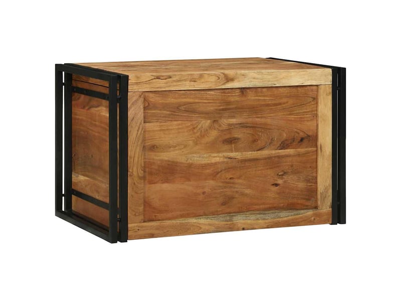 Boîte de rangement, coffre de rangement marron et noir 80x50x50 cm bois d'acacia - Conforama D