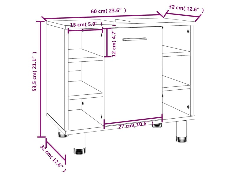  Ensemble d'armoires de salle de bain 3 pcs sonoma gris cf63012  - Conforama E