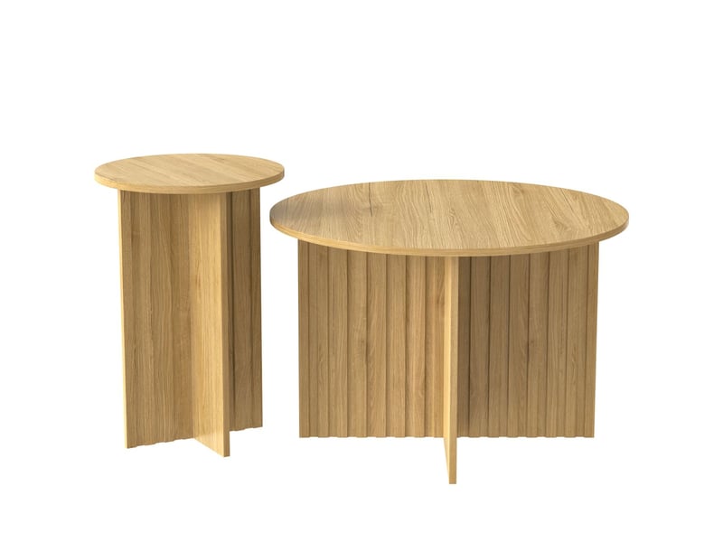  Table basse set de 2, ø 7640 cm, aspect bois mdfpb table basse salon, design gigogne, scandinave, facile d'entretien  - Conforama A
