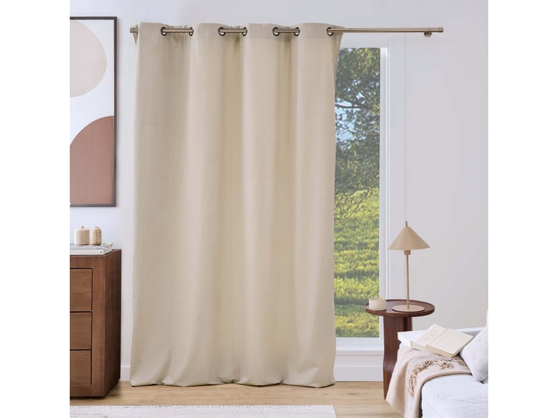  Rideau en velours relief livane 140x240cm beige lin  - Conforama E