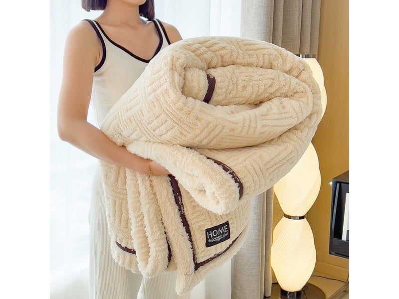  Plaid beige doux à motifs 150 x 200 cm fluffy PD002-BEI-150 - Conforama A